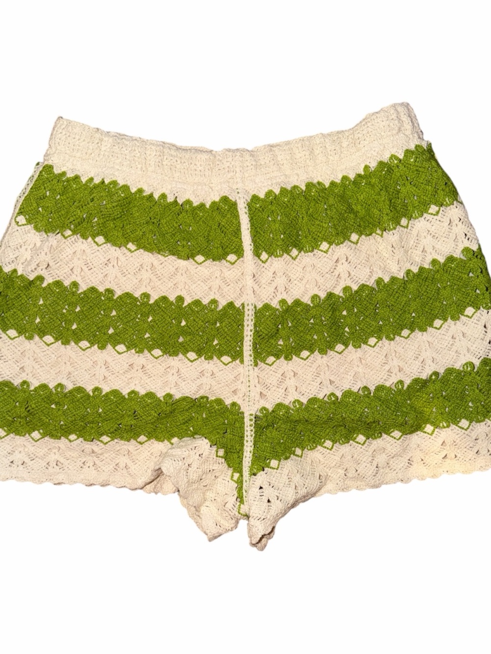 Rebellion Green and Cream Crochet High Waist Shorts Set - Picture 4 of 4
